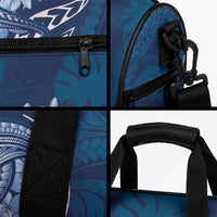 Navy Blue Polynesia Hammerhead Shark Tattoo With Plumeria Lei Duffle Bag LT14 - Polynesian Pride