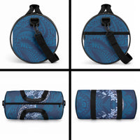 Navy Blue Polynesia Hammerhead Shark Tattoo With Plumeria Lei Duffle Bag LT14 - Polynesian Pride