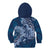 Navy Blue Polynesia Hammerhead Shark Tattoo With Plumeria Lei Kid Hoodie