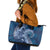 Navy Blue Polynesia Hammerhead Shark Tattoo With Plumeria Lei Leather Tote Bag