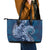Navy Blue Polynesia Hammerhead Shark Tattoo With Plumeria Lei Leather Tote Bag