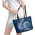 Navy Blue Polynesia Hammerhead Shark Tattoo With Plumeria Lei Leather Tote Bag