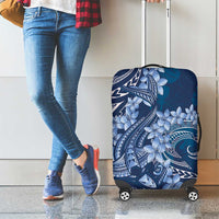 Navy Blue Polynesia Hammerhead Shark Tattoo With Plumeria Lei Luggage Cover