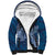Navy Blue Polynesia Hammerhead Shark Tattoo With Plumeria Lei Sherpa Hoodie