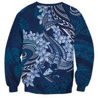 Navy Blue Polynesia Hammerhead Shark Tattoo With Plumeria Lei Sweatshirt