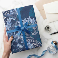 Navy Blue Polynesia Hammerhead Shark Tattoo With Plumeria Lei Wrapping Paper - Polynesian Pride