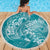 Teal Polynesia Hammerhead Shark Tattoo With Plumeria Lei Beach Blanket