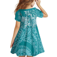 Teal Polynesia Hammerhead Shark Tattoo With Plumeria Lei Family Matching Summer Maxi Dress and Hawaiian Shirt LT14 - Polynesian Pride