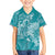 Teal Polynesia Hammerhead Shark Tattoo With Plumeria Lei Hawaiian Shirt