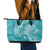 Teal Polynesia Hammerhead Shark Tattoo With Plumeria Lei Leather Tote Bag