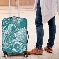 Teal Polynesia Hammerhead Shark Tattoo With Plumeria Lei Luggage Cover