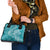 Teal Polynesia Hammerhead Shark Tattoo With Plumeria Lei Shoulder Handbag