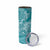 Teal Polynesia Hammerhead Shark Tattoo With Plumeria Lei Skinny Tumbler