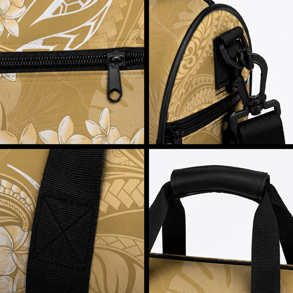 Yellow Polynesia Hammerhead Shark Tattoo With Plumeria Lei Duffle Bag LT14 - Polynesian Pride