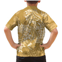 Yellow Polynesia Hammerhead Shark Tattoo With Plumeria Lei Family Matching Mermaid Dress and Hawaiian Shirt LT14 - Polynesian Pride