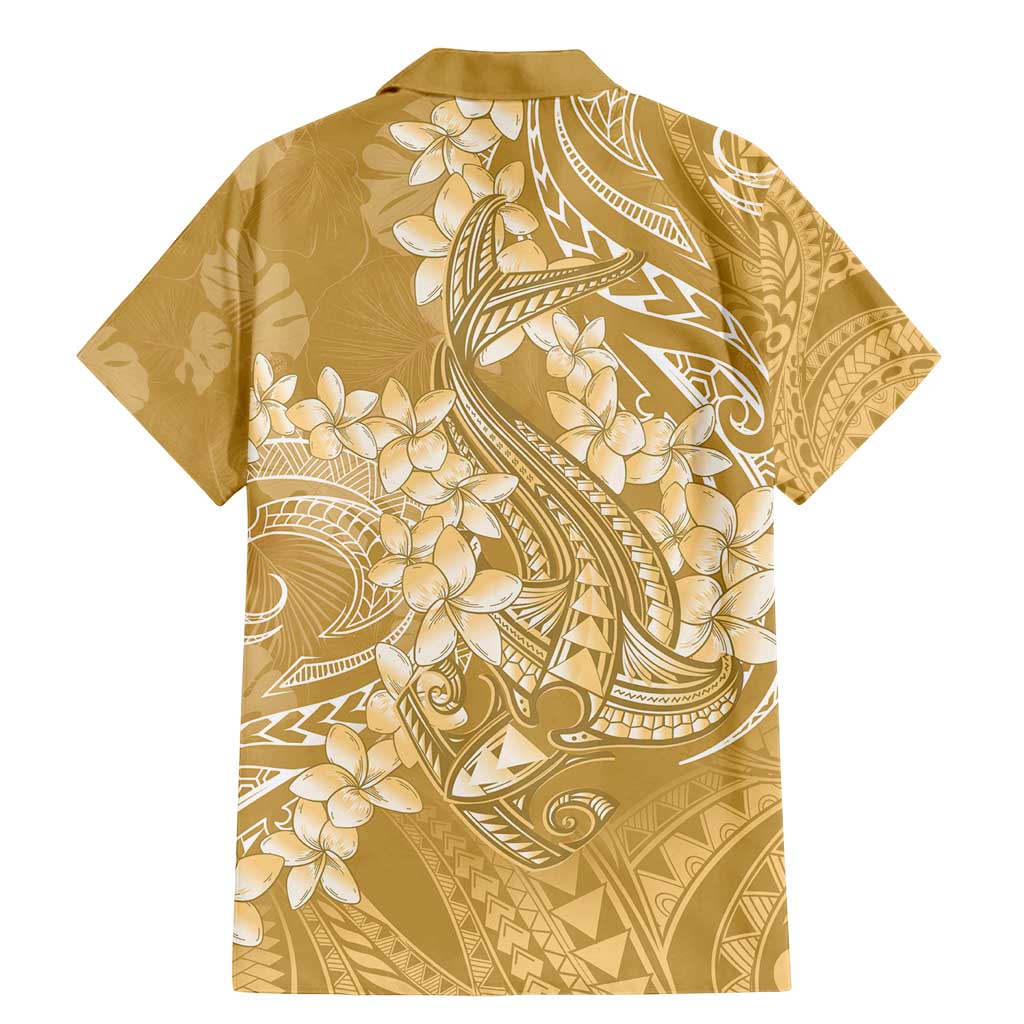Yellow Polynesia Hammerhead Shark Tattoo With Plumeria Lei Family Matching Mermaid Dress and Hawaiian Shirt LT14 - Polynesian Pride