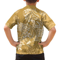 Yellow Polynesia Hammerhead Shark Tattoo With Plumeria Lei Family Matching Summer Maxi Dress and Hawaiian Shirt LT14 - Polynesian Pride