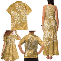 Yellow Polynesia Hammerhead Shark Tattoo With Plumeria Lei Family Matching Tank Maxi Dress and Hawaiian Shirt LT14 - Polynesian Pride