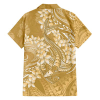 Yellow Polynesia Hammerhead Shark Tattoo With Plumeria Lei Family Matching Tank Maxi Dress and Hawaiian Shirt LT14 - Polynesian Pride