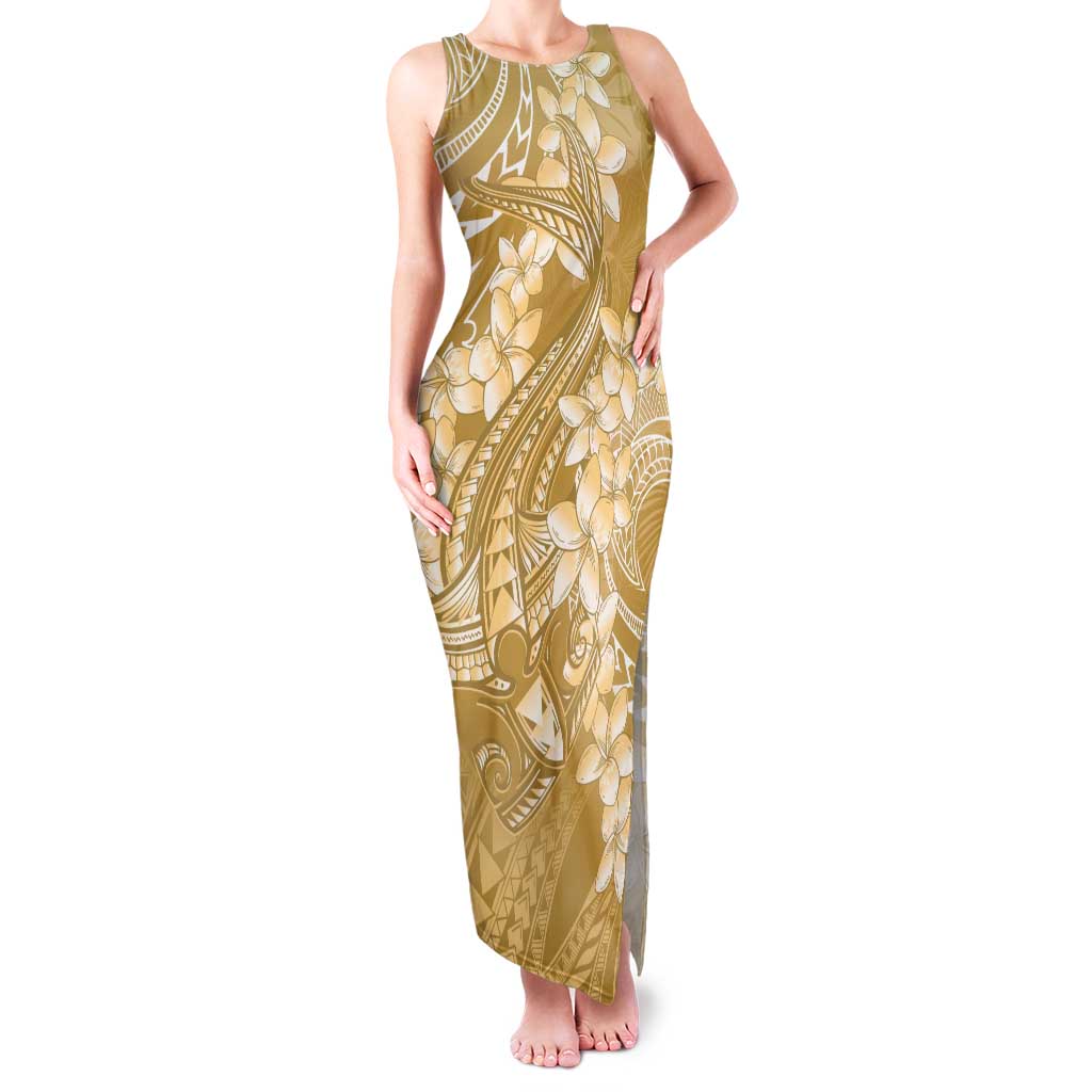 Yellow Polynesia Hammerhead Shark Tattoo With Plumeria Lei Family Matching Tank Maxi Dress and Hawaiian Shirt LT14 Mom's Dress Yellow - Polynesian Pride