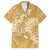 Yellow Polynesia Hammerhead Shark Tattoo With Plumeria Lei Hawaiian Shirt