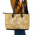 Yellow Polynesia Hammerhead Shark Tattoo With Plumeria Lei Leather Tote Bag