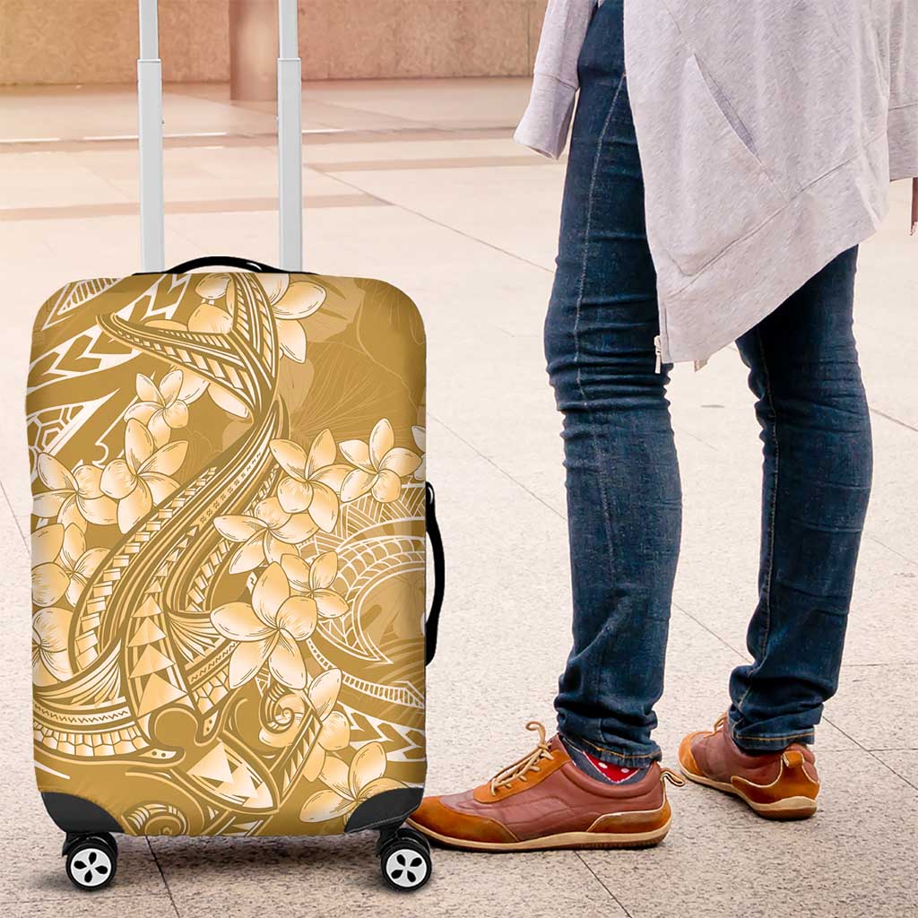 Yellow Polynesia Hammerhead Shark Tattoo With Plumeria Lei Luggage Cover