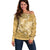 Yellow Polynesia Hammerhead Shark Tattoo With Plumeria Lei Off Shoulder Sweater