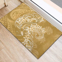 Yellow Polynesia Hammerhead Shark Tattoo With Plumeria Lei Rubber Doormat