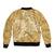 Yellow Polynesia Hammerhead Shark Tattoo With Plumeria Lei Sleeve Zip Bomber Jacket