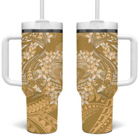 Yellow Polynesia Hammerhead Shark Tattoo With Plumeria Lei Tumbler With Handle LT14 One Size: 40 oz Yellow - Polynesian Pride