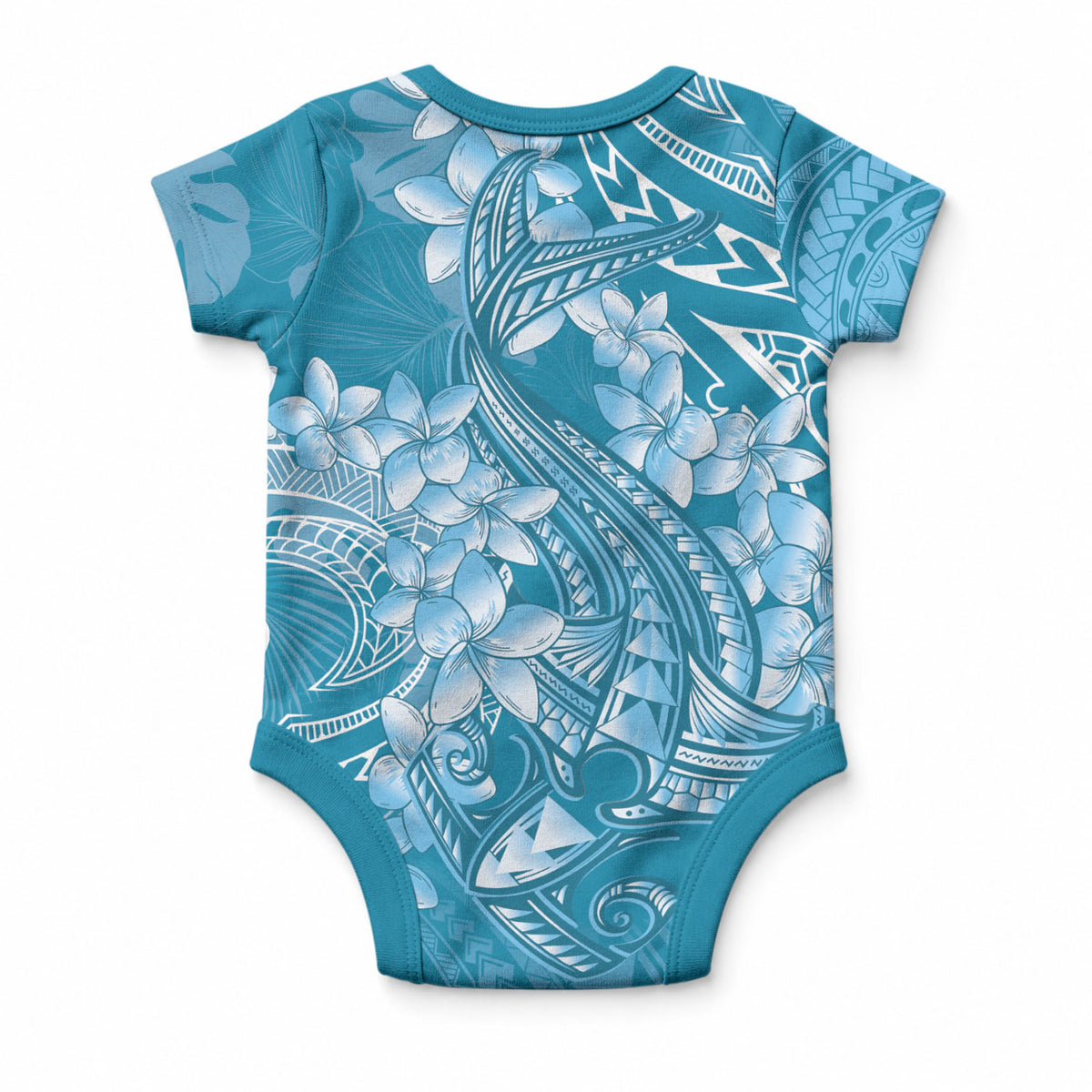 Blue Polynesia Hammerhead Shark Tattoo With Plumeria Lei Baby Onesie LT14 - Polynesian Pride