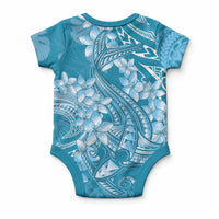 Blue Polynesia Hammerhead Shark Tattoo With Plumeria Lei Baby Onesie LT14 - Polynesian Pride