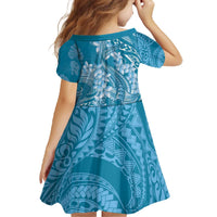 Blue Polynesia Hammerhead Shark Tattoo With Plumeria Lei Family Matching Off The Shoulder Long Sleeve Dress and Hawaiian Shirt LT14 - Polynesian Pride
