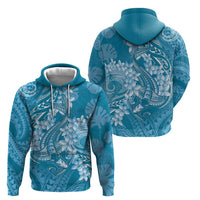 Blue Polynesia Hammerhead Shark Tattoo With Plumeria Lei Hoodie