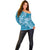 Blue Polynesia Hammerhead Shark Tattoo With Plumeria Lei Off Shoulder Sweater