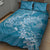 Blue Polynesia Hammerhead Shark Tattoo With Plumeria Lei Quilt Bed Set