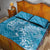 Blue Polynesia Hammerhead Shark Tattoo With Plumeria Lei Quilt Bed Set