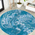 Blue Polynesia Hammerhead Shark Tattoo With Plumeria Lei Round Carpet