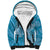 Blue Polynesia Hammerhead Shark Tattoo With Plumeria Lei Sherpa Hoodie
