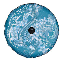 Blue Polynesia Hammerhead Shark Tattoo With Plumeria Lei Spare Tire Cover