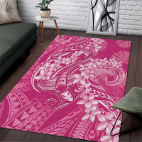 Pink Polynesia Hammerhead Shark Tattoo With Plumeria Lei Area Rug LT14 Pink - Polynesian Pride