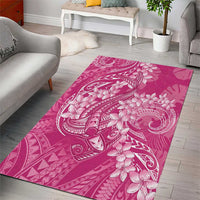 Pink Polynesia Hammerhead Shark Tattoo With Plumeria Lei Area Rug LT14 - Polynesian Pride