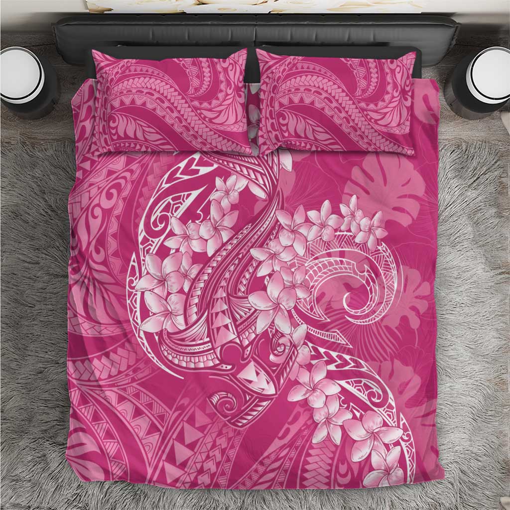 Pink Polynesia Hammerhead Shark Tattoo With Plumeria Lei Bedding Set LT14 Pink - Polynesian Pride