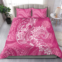 Pink Polynesia Hammerhead Shark Tattoo With Plumeria Lei Bedding Set LT14 - Polynesian Pride