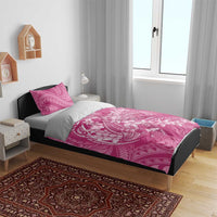 Pink Polynesia Hammerhead Shark Tattoo With Plumeria Lei Bedding Set LT14 - Polynesian Pride
