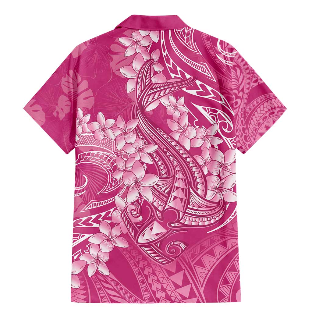 Pink Polynesia Hammerhead Shark Tattoo With Plumeria Lei Family Matching Mermaid Dress and Hawaiian Shirt LT14 - Polynesian Pride