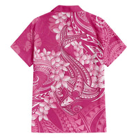Pink Polynesia Hammerhead Shark Tattoo With Plumeria Lei Family Matching Off The Shoulder Long Sleeve Dress and Hawaiian Shirt LT14 - Polynesian Pride