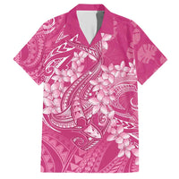 Pink Polynesia Hammerhead Shark Tattoo With Plumeria Lei Family Matching Short Sleeve Bodycon Dress and Hawaiian Shirt LT14 Dad's Shirt - Short Sleeve Pink - Polynesian Pride