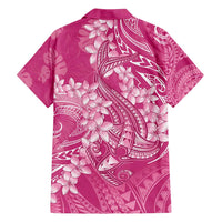 Pink Polynesia Hammerhead Shark Tattoo With Plumeria Lei Family Matching Summer Maxi Dress and Hawaiian Shirt LT14 - Polynesian Pride